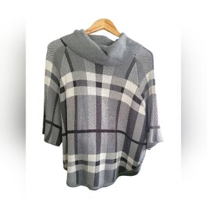 LOFT Gray Plaid Poncho